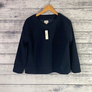 NWT J. Crew navy Sherpa Teddy Sweater Small